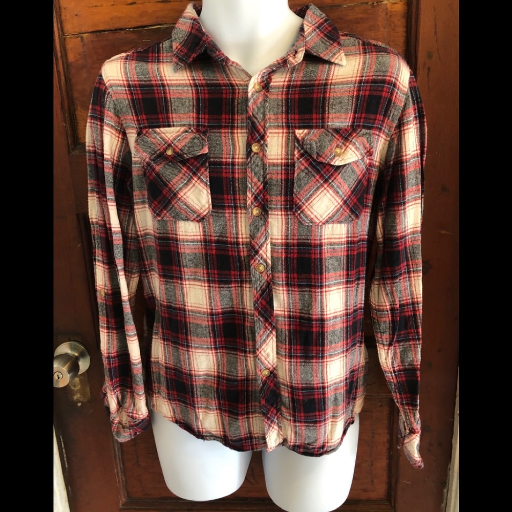 Flannel Button-Up Men’s Long Sleeve Shirt Size S